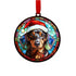 Dachshund Dapple in Santa Hat Suncatcher Decoration
